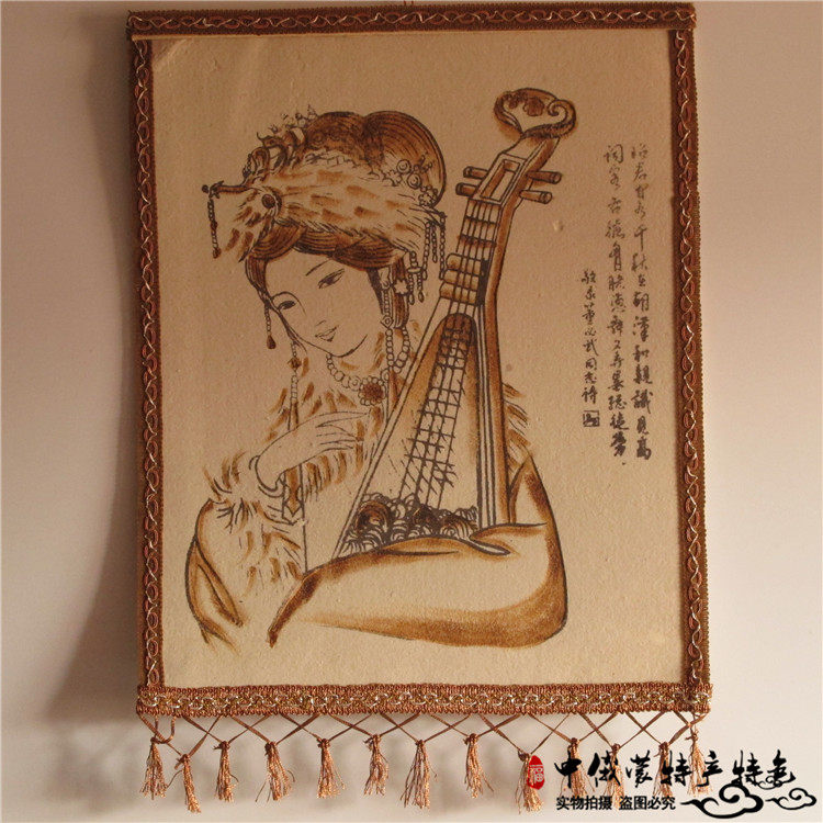 Mongolian felt painting Inner Mongolia characteristic decoration painting Wang Shaojun hang painting Mongolian national wind hand-painted wool hanging painting