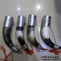 Cow horn cup Natural scalper horn alliance cup Stage props Mongolian meal hanging decoration Inner Mongolia Handicrafts Mongolian wine glass