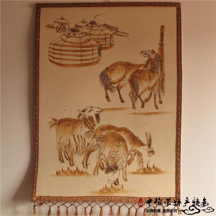 Wool Felt Painting, Mongolian Hot-Pressed Felt Painting, Decorative Hanging Painting, Grassland Style Felt Painting, Yurt Restaurant Hanging Painting, Felt Painting