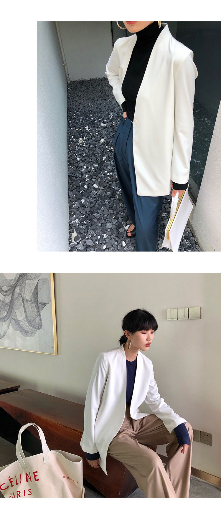 ADA MISS khí chất lỏng thời trang áo dài nữ mùa thu 2018 mới trắng sang trọng giản dị phù hợp với nhỏ áo vest dạ nữ