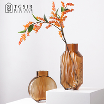 Net red embossed glass vase ornaments living room table table ins wind round belly transparent water raising flower arrangement decoration