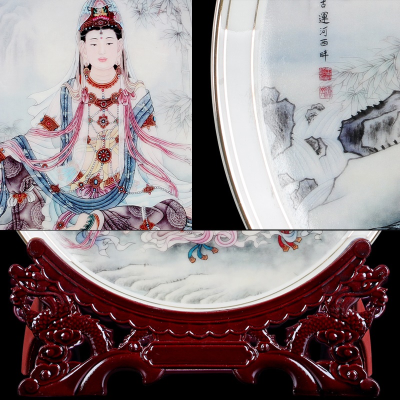 Jingdezhen ceramics gold Buddha like guanyin sitting room decorate dish hang dish by dish household furnishing articles and crafts