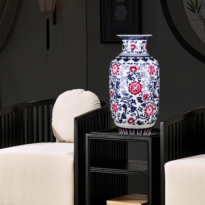Furnishing articles hand - made antique blue and white porcelain vases, flower arranging is jingdezhen porcelain ceramic porch decoration large living room