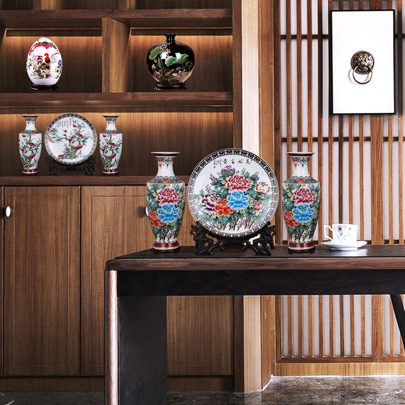 Jingdezhen ceramics three - piece furnishing articles of handicraft sitting room adornment porch curio cabinet TV ark cabinet flower arranging