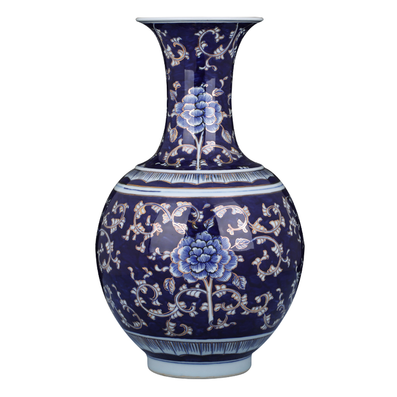 Jingdezhen ceramics hand - made large antique Chinese blue and white porcelain vases, flower arrangement, the sitting room porch rich ancient frame furnishing articles