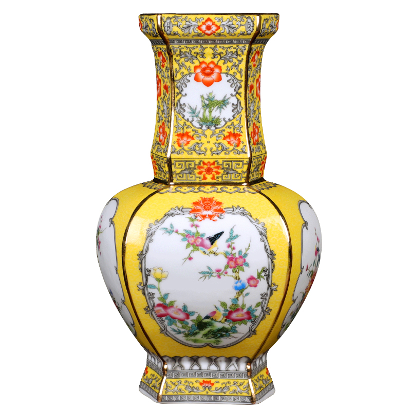 The Colored enamel vase jingdezhen Chinese style living room TV cabinet rich ancient frame antique porcelain decoration ceramics small place