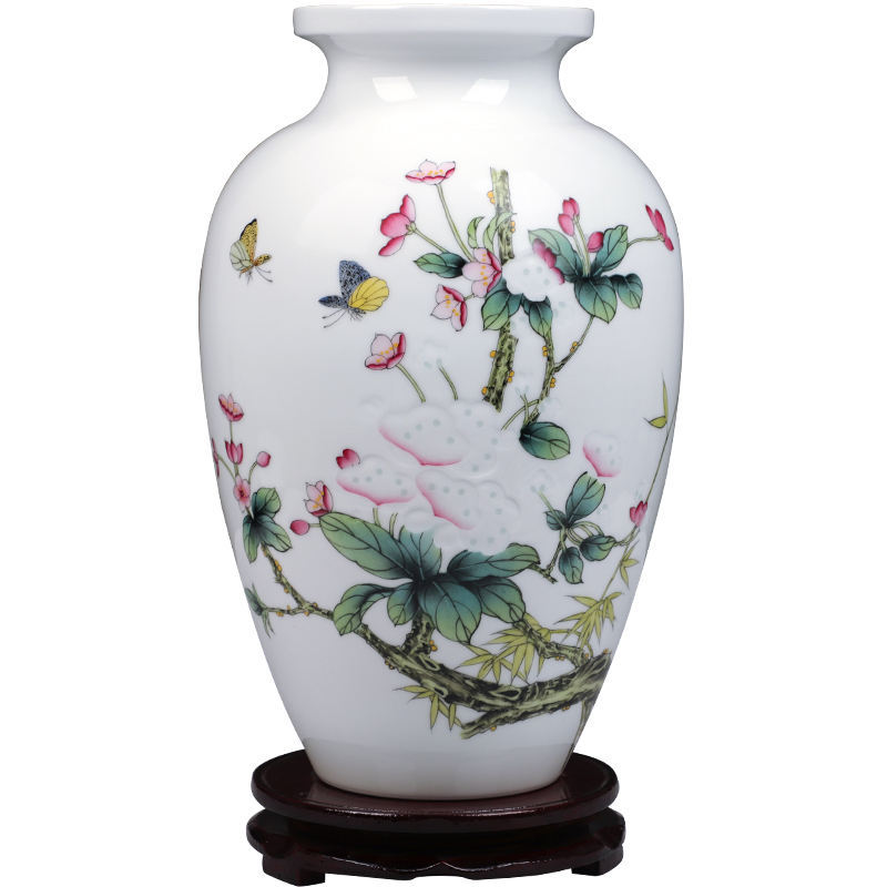 Jingdezhen ceramic flower and - bird painting hand - made knife clay its vases, flower arrangement of Chinese style home sitting room adornment is placed