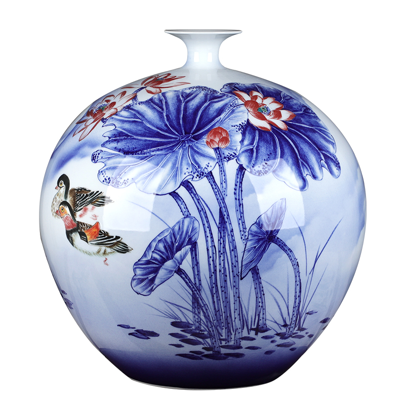 Jingdezhen ceramic vase large hand - made one hundred good pomegranate gift collection villa hotel decoration furnishing articles