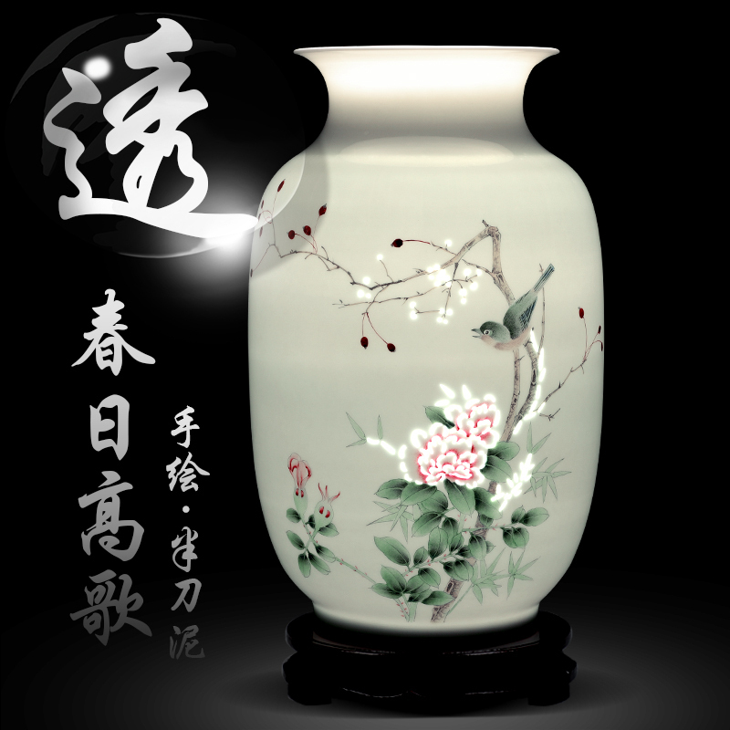 Jingdezhen ceramic knife clay hand - made vases, flower arranging Chinese style household living room TV cabinet decoration handicraft furnishing articles