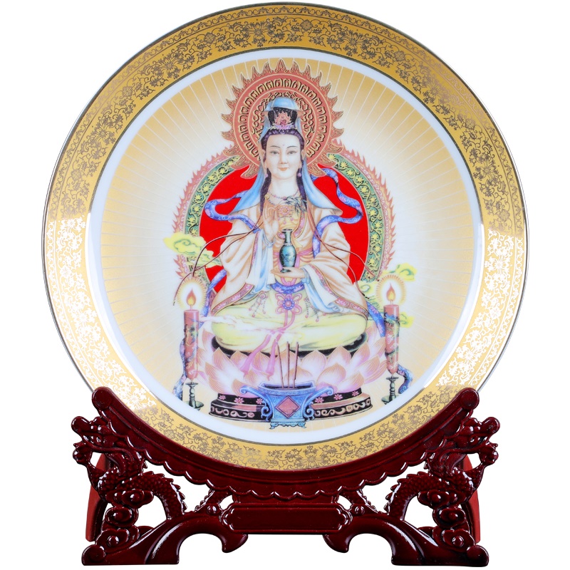 Jingdezhen ceramics gold Buddha like guanyin sitting room decorate dish hang dish by dish household furnishing articles and crafts