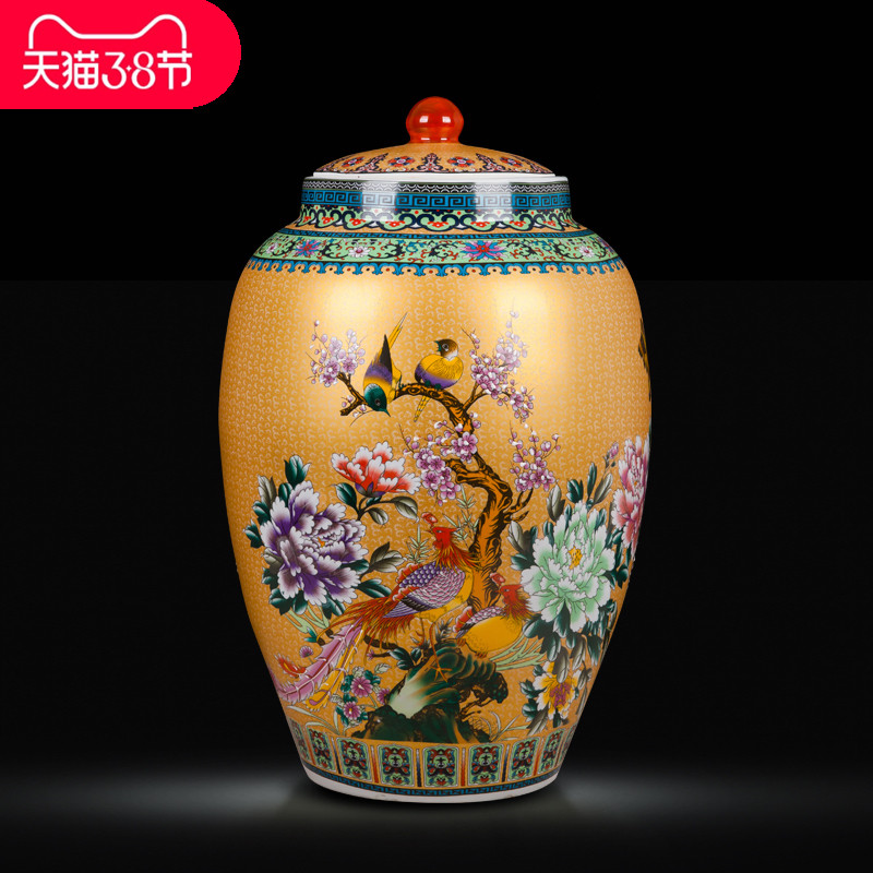 Jingdezhen ceramics handicraft big vase European household multi - functional storage tank barrel furnishing articles ornament