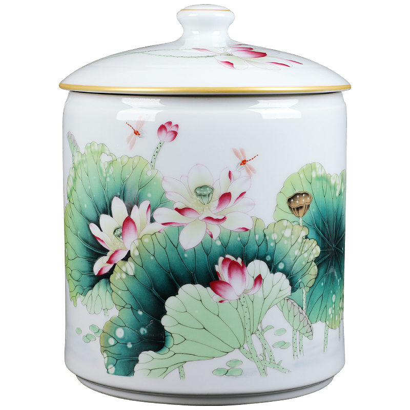 Jingdezhen ceramics famille rose porcelain vase home sitting room adornment furnishing articles of handicraft fragrant lotus classical caddy fixings