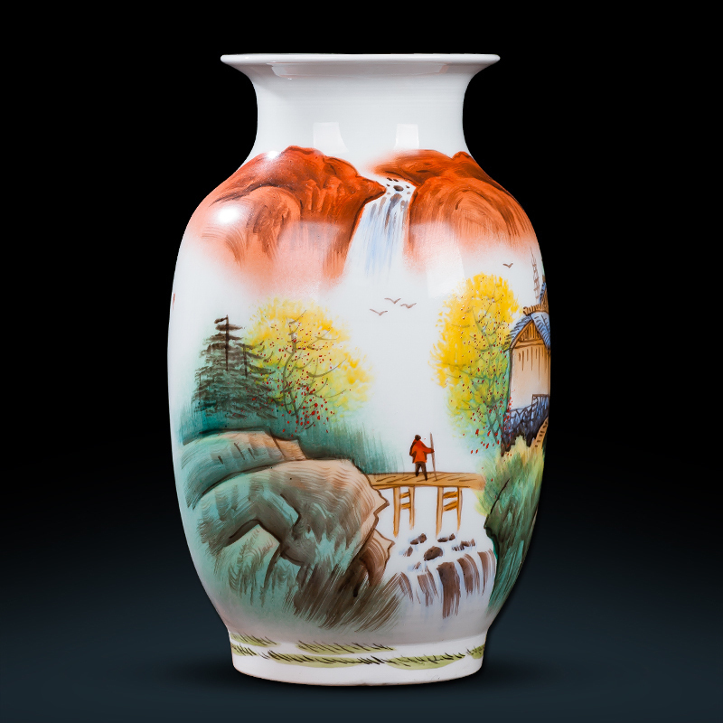 Jingdezhen ceramics hand - made Chinese famille rose porcelain vase furnishing articles of handicraft wine porch sitting room adornment