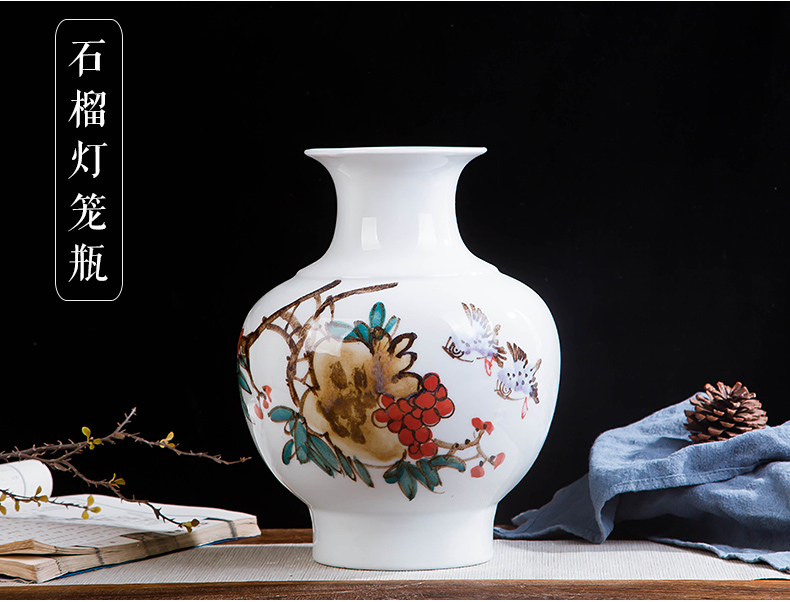 Jingdezhen ceramics hand - made prosperous double finches vase wine porch home decoration sitting room TV ark, furnishing articles