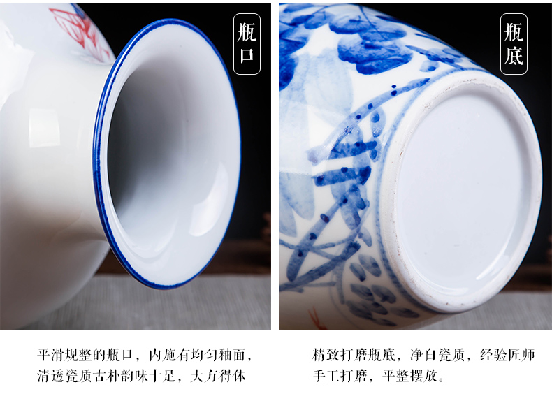 Jingdezhen ceramics vase hand - made carving shadow green lotus pond interest series of new Chinese style household adornment furnishing articles