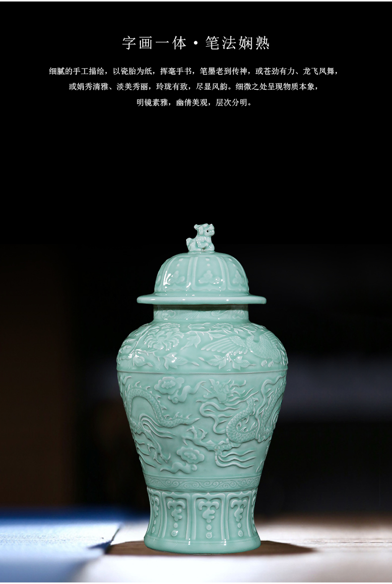 Jingdezhen ceramics by hand throwing carve shadow qdu vase wine home decoration villa hotel furnishing articles