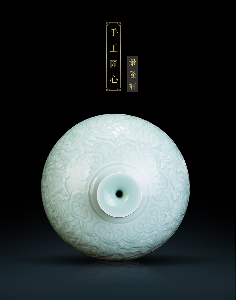 The jingdezhen ceramics by hand throwing carve shadow blue bottles of wine porch home furnishing articles