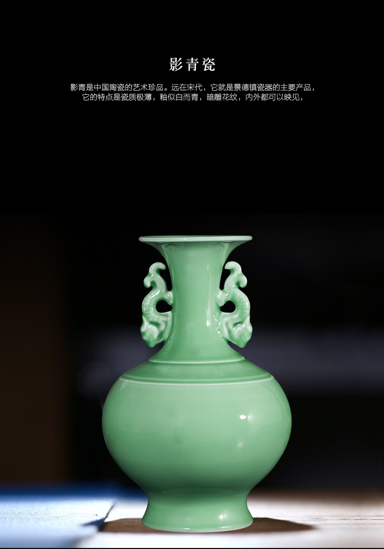 Jingdezhen ceramics antique hand shadow blue bottle of flower arranging rich ancient frame wine sitting room adornment home furnishing articles