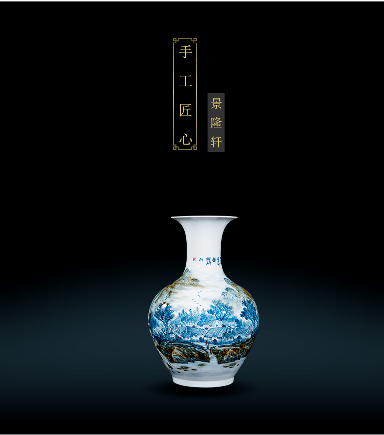 Jingdezhen ceramic celebrity master hand draw large vases, Chinese style household adornment hotel villa handicraft furnishing articles