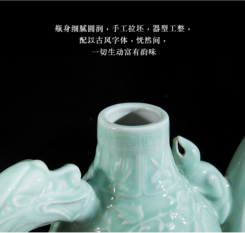Jingdezhen ceramics by hand carve shadow qdu gourd vase household adornment hip hotel villa furnishing articles