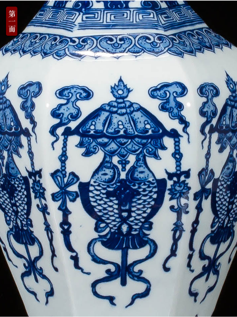 Jingdezhen ceramics vase antique blue - and - white large flower arranging new porch sitting room of Chinese style household act the role ofing is tasted furnishing articles