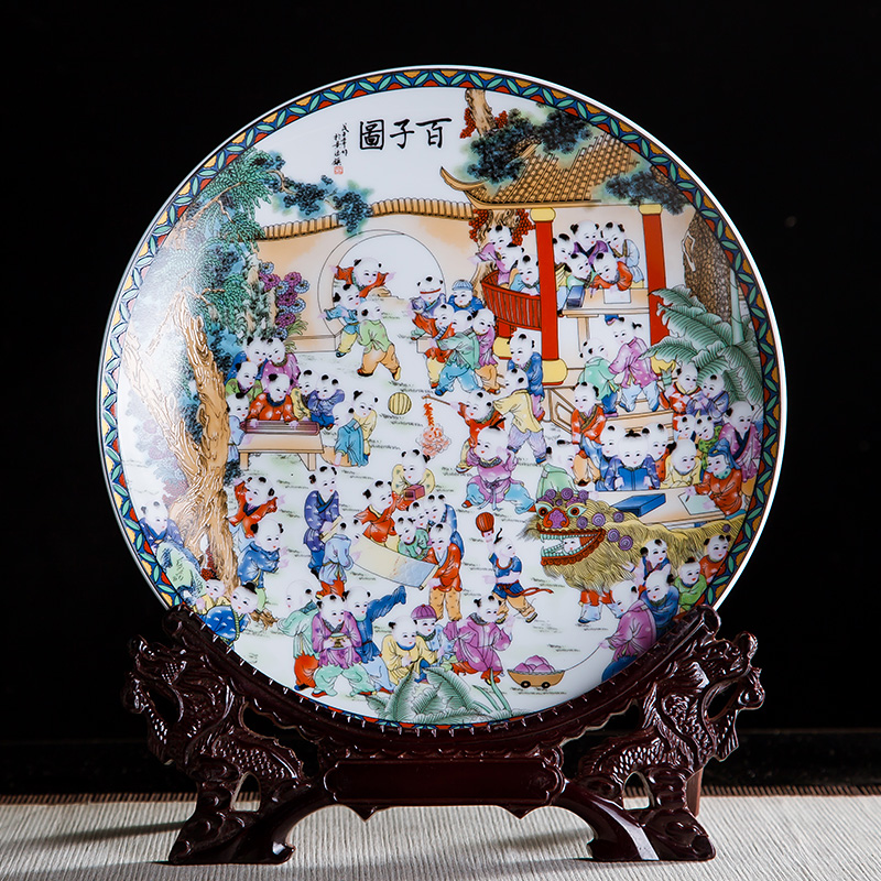 Jingdezhen ceramics furnishing articles household decorations hanging dish sitting room ark, decoration plate festival Chinese arts and crafts