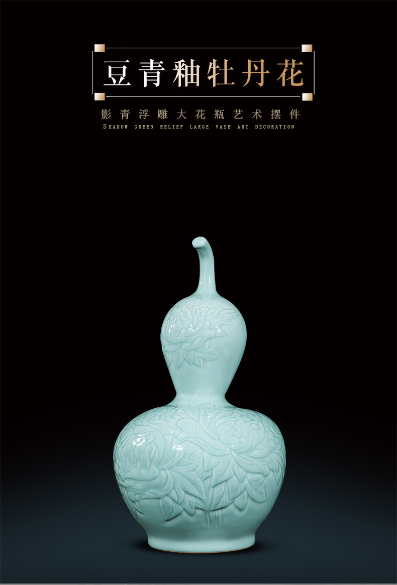 Jingdezhen ceramics by hand carve shadow qdu gourd vases porch hotel villa home decoration furnishing articles