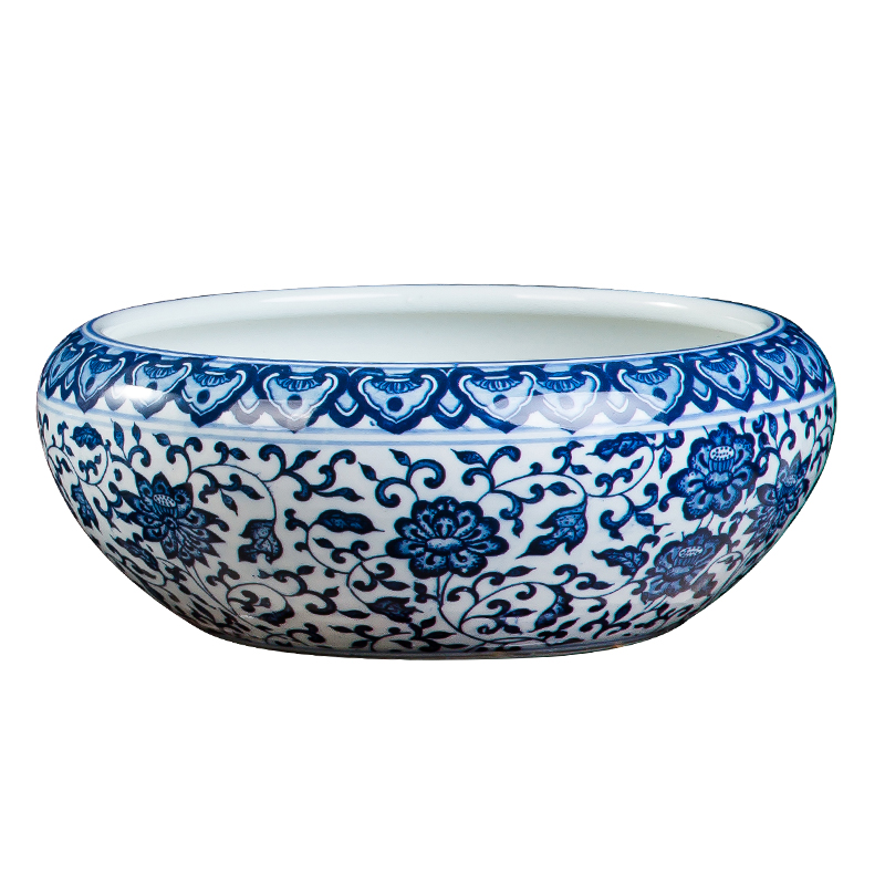 Jingdezhen ceramics porcelain bottle daikin tank cylinder tortoise refers to basin water lily lotus home office furnishing articles