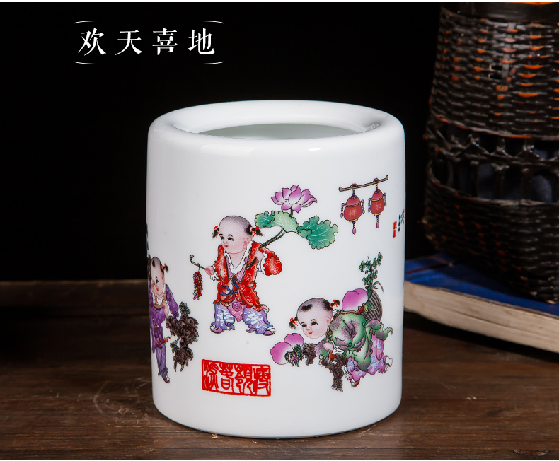 Jingdezhen ceramics modern creative practical household porcelain brush pot office supplies decoration decoration gifts