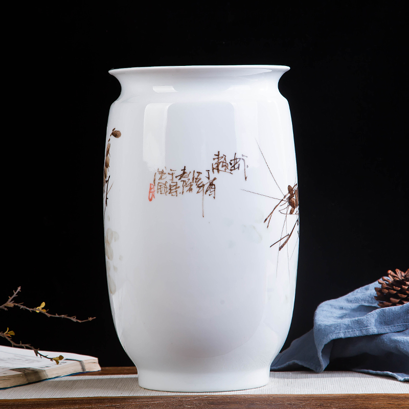 Jingdezhen ceramics hand - made shrimp boring vase wine porch home decoration sitting room TV ark, furnishing articles