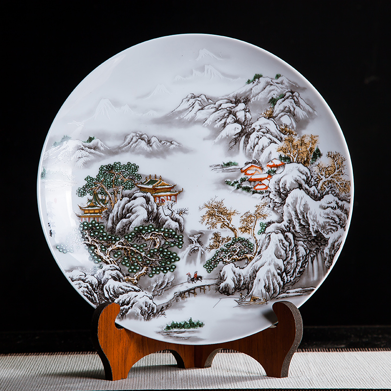 Jingdezhen ceramics furnishing articles household adornment hang dish Chinese wine sitting room porch decorate dish