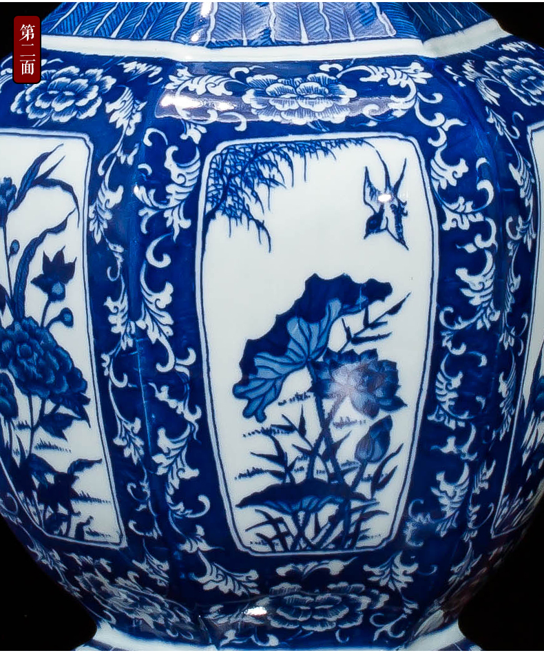 Jingdezhen ceramics vase antique blue - and - white large flower arranging new porch sitting room of Chinese style household act the role ofing is tasted furnishing articles