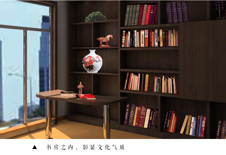 Jingdezhen ceramics hand - made prosperous double finches vase wine porch home decoration sitting room TV ark, furnishing articles