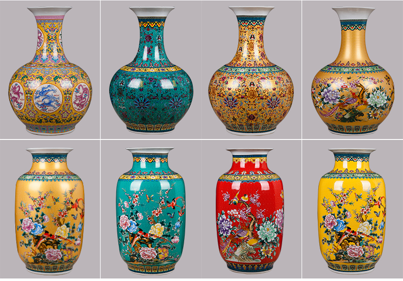 Jingdezhen pastel large vases, pottery and porcelain of modern fashionable sitting room ground flower European household adornment furnishing articles