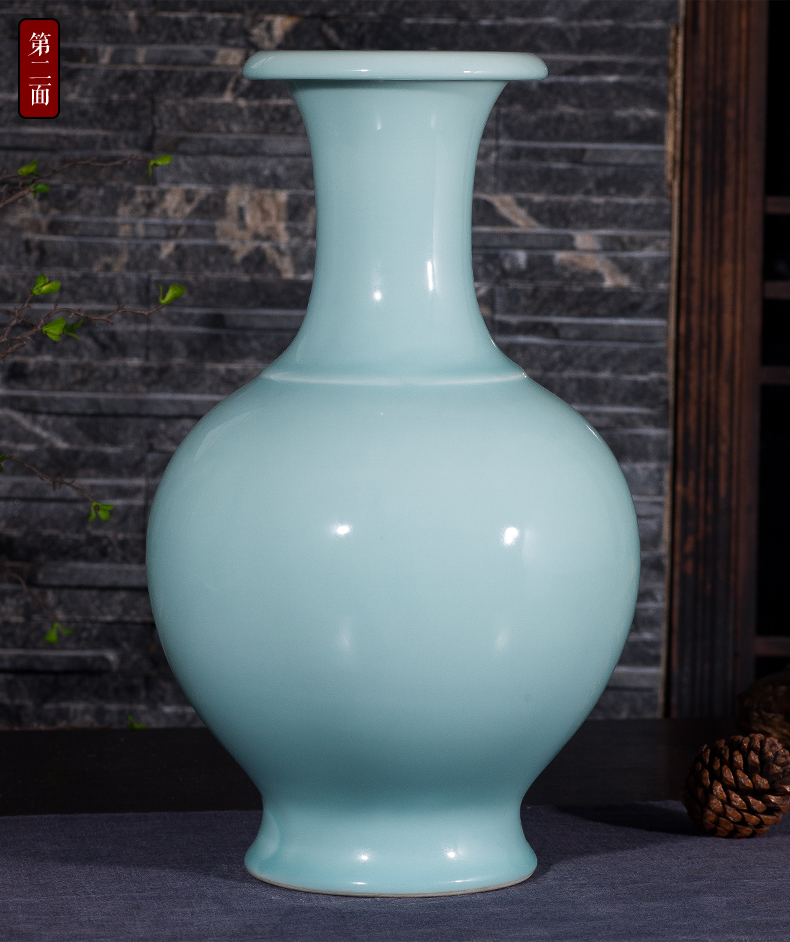 Contracted and I jingdezhen ceramics vase carve shadow green rich ancient frame wine sitting room adornment home furnishing articles