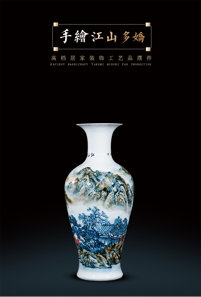 Jingdezhen ceramic celebrity master hand draw large vases, Chinese style household adornment hotel villa handicraft furnishing articles