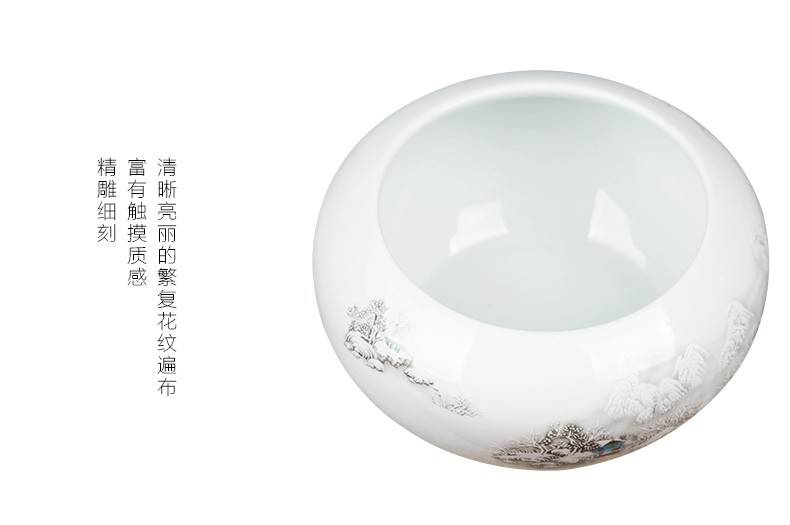 Jingdezhen gốm sứ bể cá nhỏ chậu hoa súng bát sen rùa bể bể cá cảnh bút rửa bể cá trang trí đồ trang trí - Vòng đeo tay Cuff