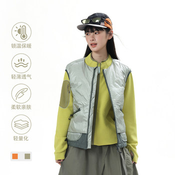 Mountain style functional contrasting color splicing outdoor down vest for women autumn and winter light and warm sleeveless vest design jacket
