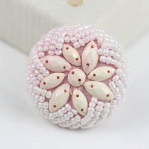 Eight-leaf grass Black Pearl hand-stitched button woolen coat coat decorative button round nail bead button