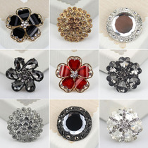 High-grade wool cashmere coat buttons Mink womens fur decorative buttons Black rhinestone buttons wild round