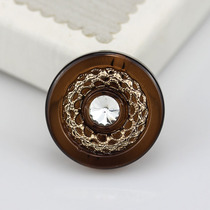 40MM high grade brown mink fur coat button female cashmere clothes button button crystal rhinestone decorative button