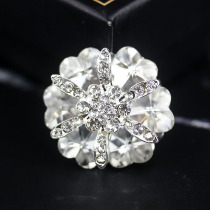 High-grade cashmere woolen coat button black mink fur petal button with rhinestone decorative metal button