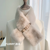 Japanese Rosex warm plush scarf female temperament Korean version of wild fashion autumn and winter cross neck collar