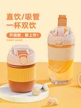 Day Series Water Cup Coffee Cup Glass Cup Female Summer With Straw High Face Value Portable Accompanying Tea Cup Home Cup