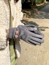 Day Department Rosex autumn winter ins women suede suede gloves female bicycling warm and cold-proof touch screen cotton gloves