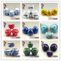 Jingdezhen hand-painted old jar thrush bird cage food bowl chicken heart Cup Food Tank bird food Cup thrush bird cage accessories