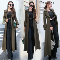 Long windbreaker female Korean version 2020 over the knee waist slim temperament coat Early autumn coat coat spring and autumn tide