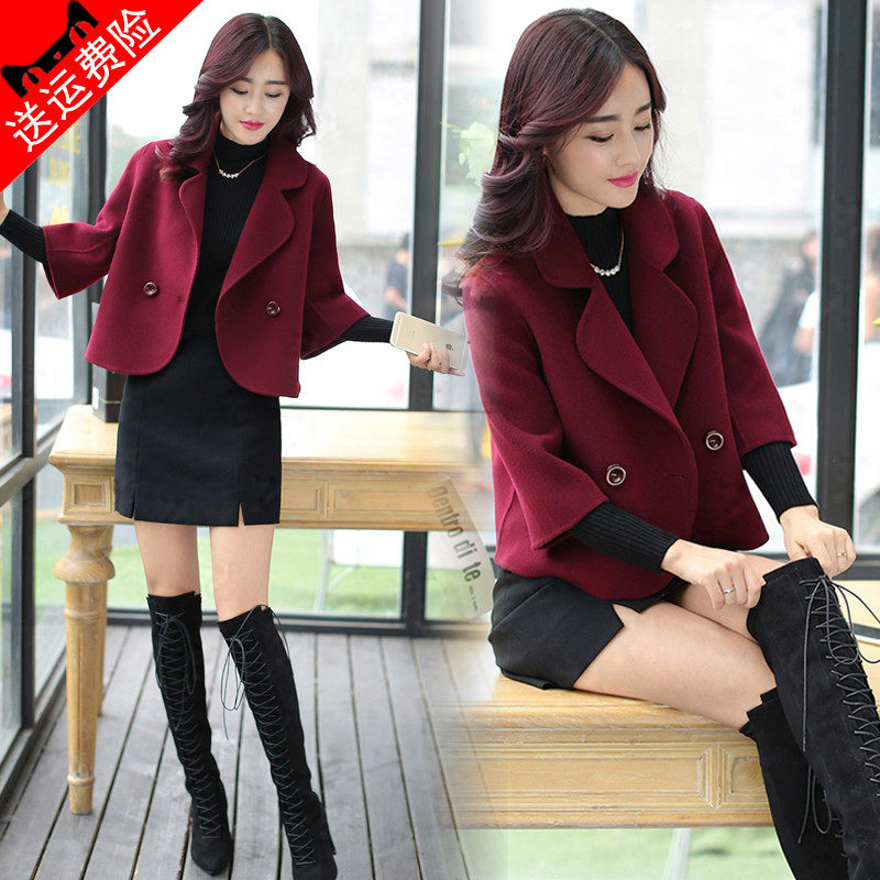 Gross coat woman 2021 autumn winter new Korean version small one short and short style suit Son Coat Jacket Early Winter
