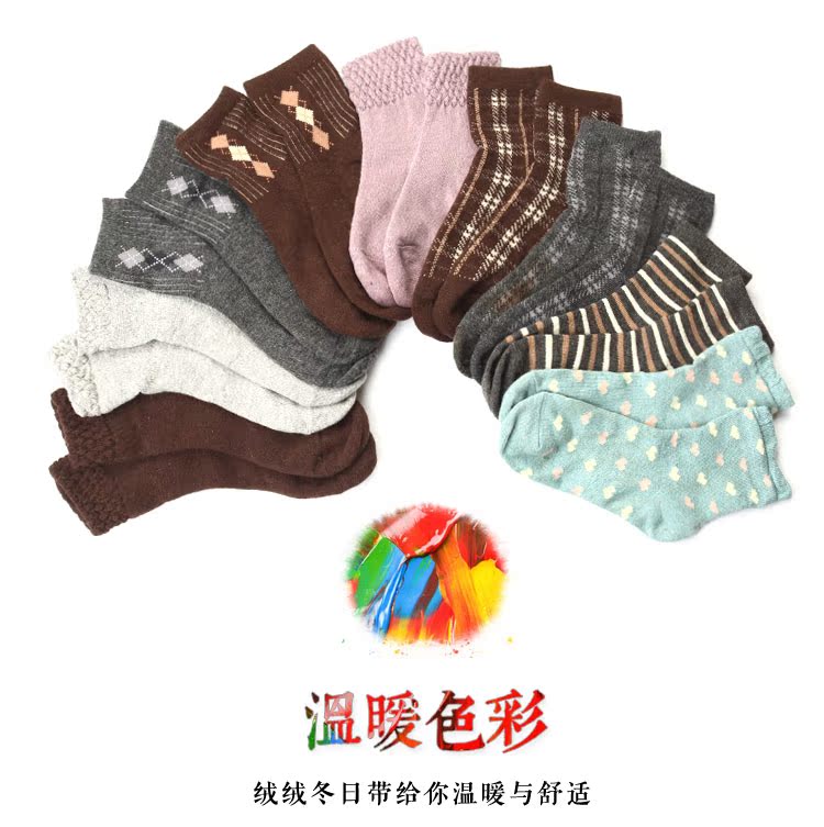Mùa xuân lụa lụa đôi ấm áp của phụ nữ dày lên Học sinh lỏng lẻo uốn cong vớ ngắn retro tất lười nữ