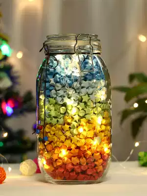 Creative lucky starry sky paper crane glass bottle transparent wishing bottle jar Finished star glowing birthday teacher gift